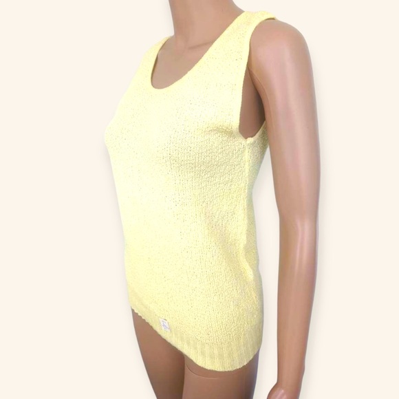 Vintage Tops - Yellow Summer Knit Sleeveless Sweater Top Vintage S XS New Old Stock